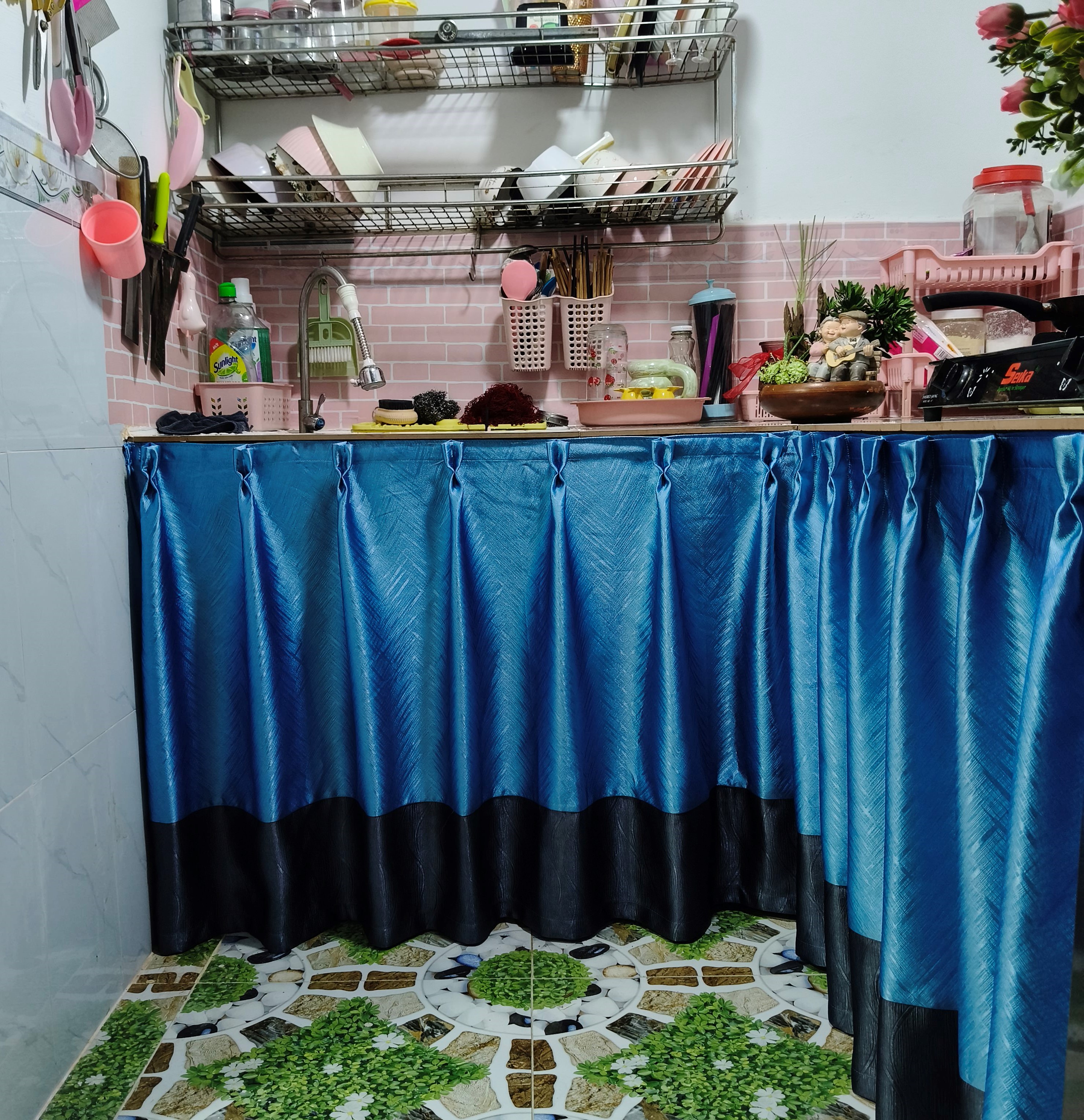 Rèm Bếp – May Xếp Ly, Phối Màu Chân Rèm