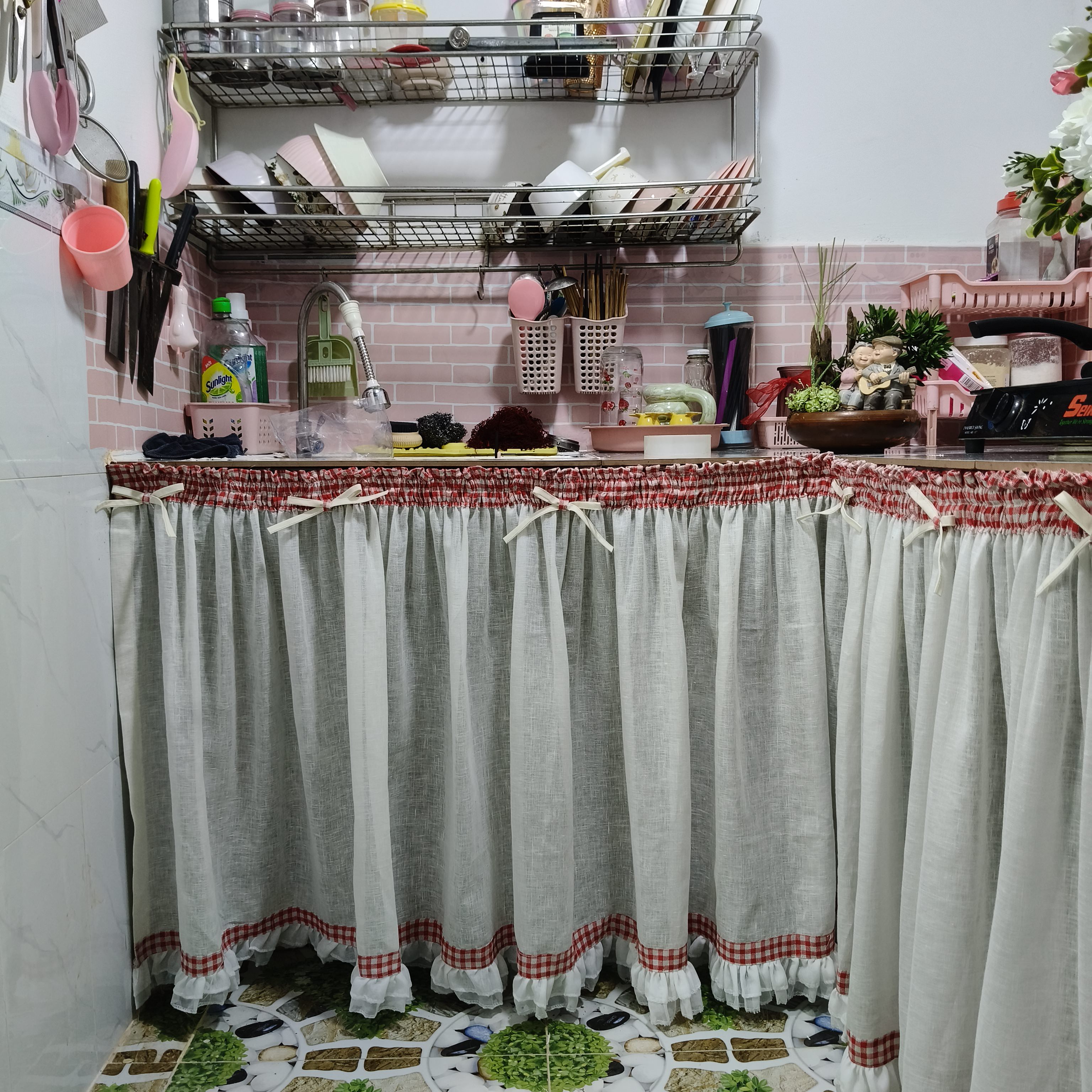 Rèm Bếp – May Thun Nhúng, Phối Màu 