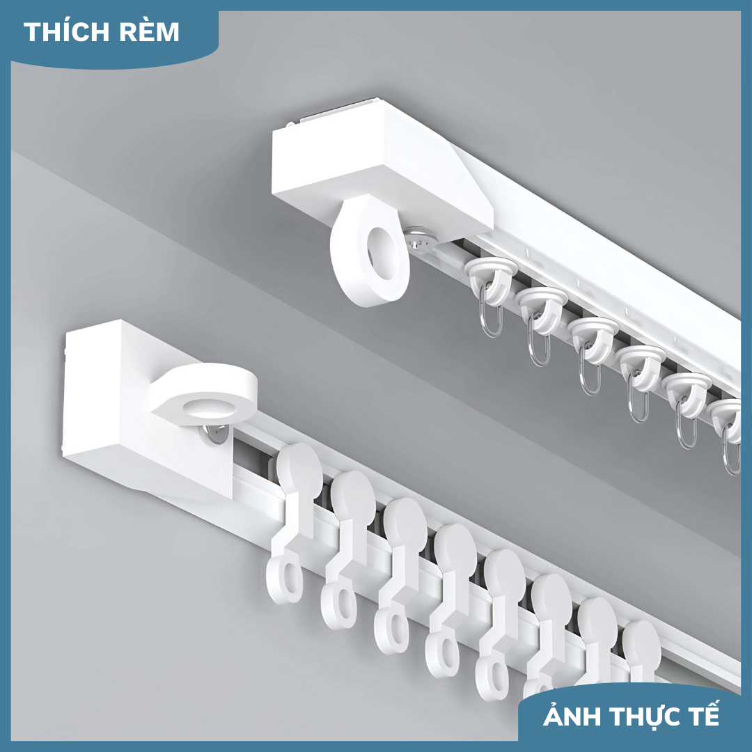 Thanh Ray Trượt Nhựa Treo Rèm Dán Tường 