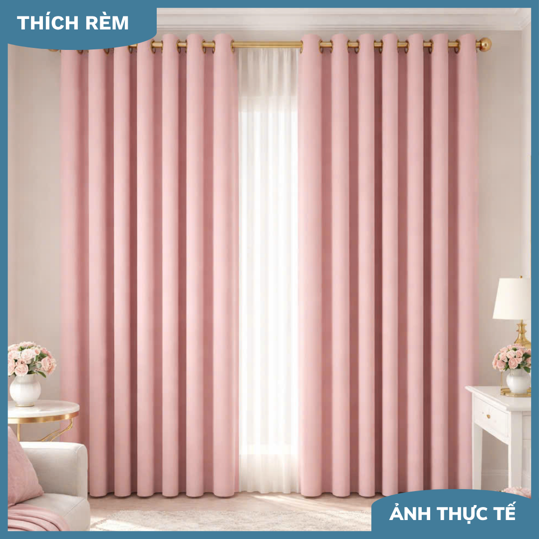 Rèm Phòng Khách Màu Hồng - Rèm 2 Lớp Sang Trọng Cho Căn Hộ Hiện Đại