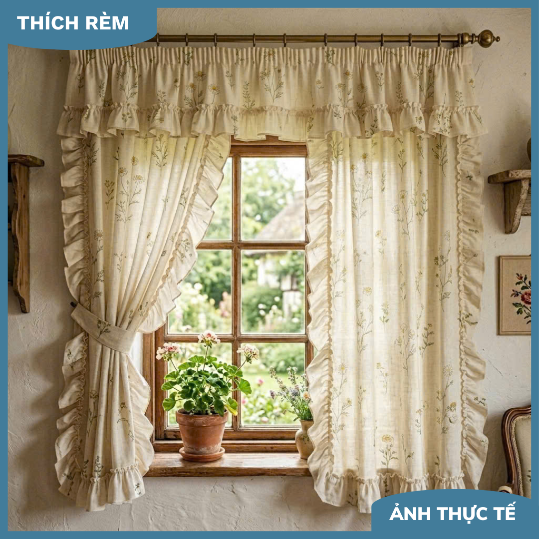 Rèm Vintage Mộc Mạc - Rèm Trang Trí Cửa Sổ Cho Phòng Ngủ