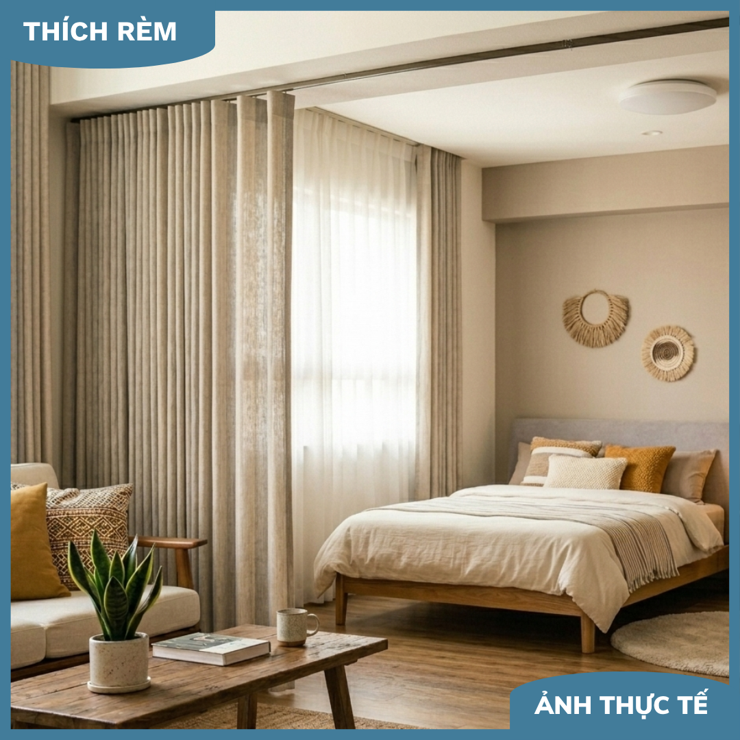 Rèm Ngăn Phòng Khách Và Phòng Ngủ - Rèm Định Hình Sang Trọng