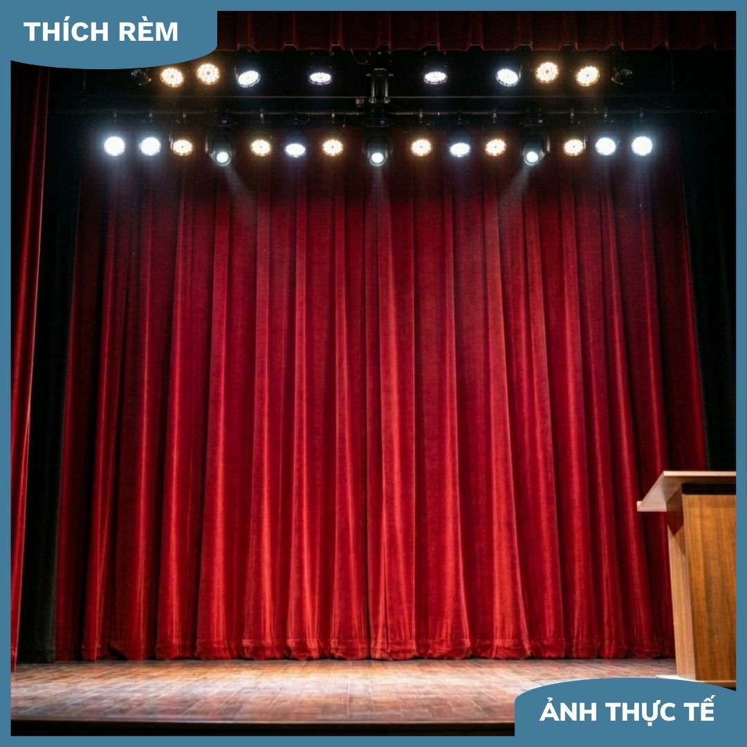 Rèm Hội Trường Vải Nhung Đỏ Cao Cấp – Rèm Sân Khấu Sang Trọng