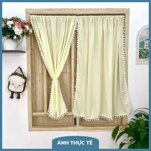  Rèm cửa sổ phối viền - Rèm vải che nắng trang trí nhà, quán cafe - C01