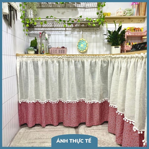 Rèm dán che tủ bếp phối màu - Rèm voan trang trí nhà, quán cafe - B02