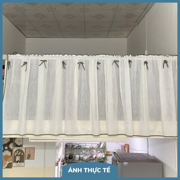 Rèm che gác lửng đính nơ - Rèm voan trang trí nhà, quán cafe - G03
